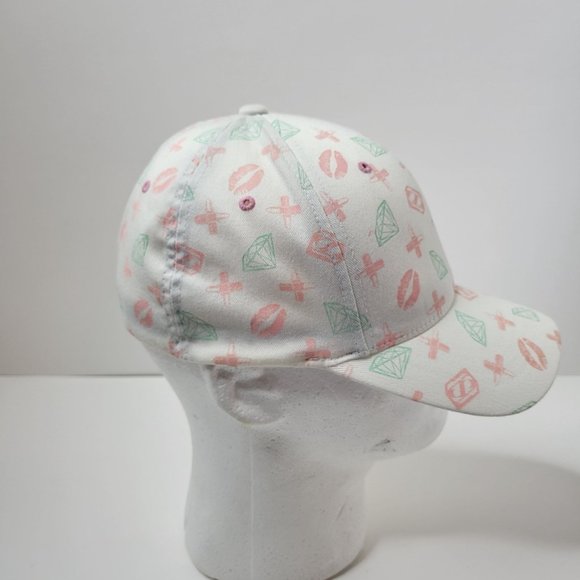 Jetpilot Cap: Cream - Lipstick Diamonds and Kisses‎ Pattern- Flexfit - OSFA Hat - Picture 5 of 14